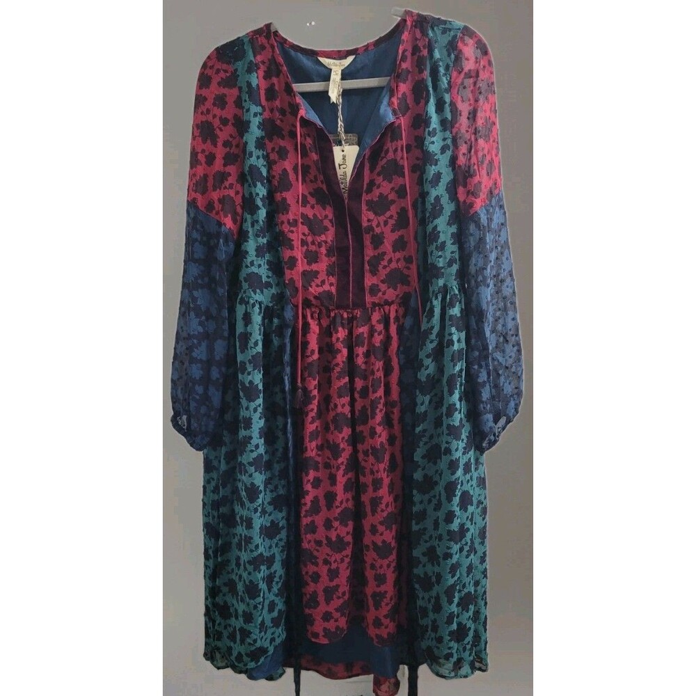 NWT Matilda Jane Sz S A Little Party Dress Color Block Floral Flowy Peasant